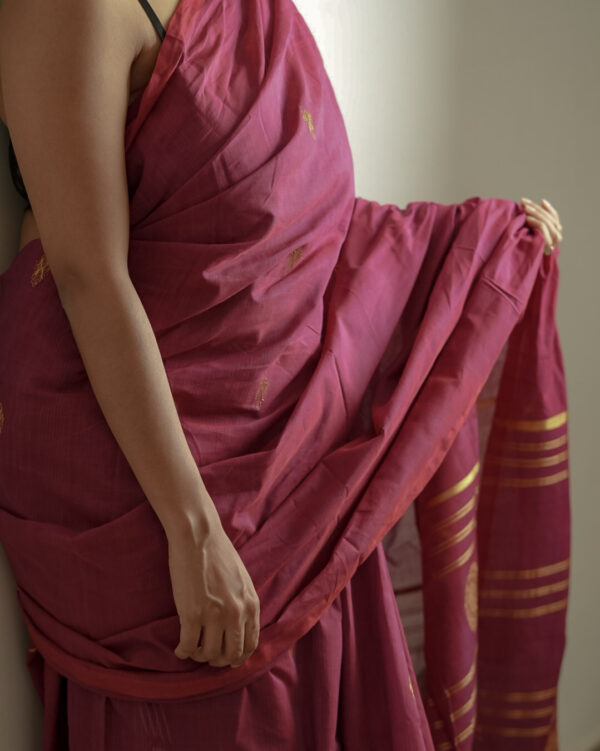 Wine gold Saree - Image 7