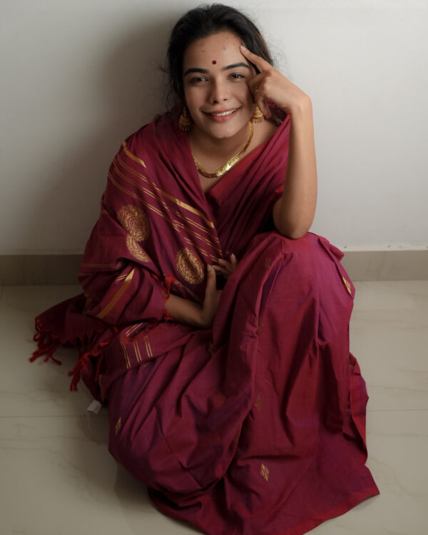 Wine gold Saree