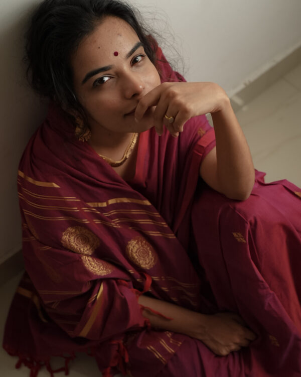 Wine gold Saree - Image 6