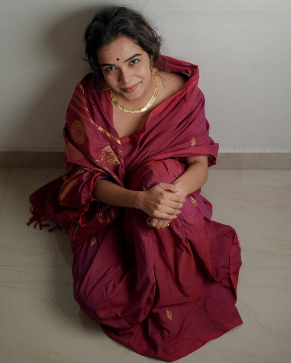 Wine gold Saree - Image 5