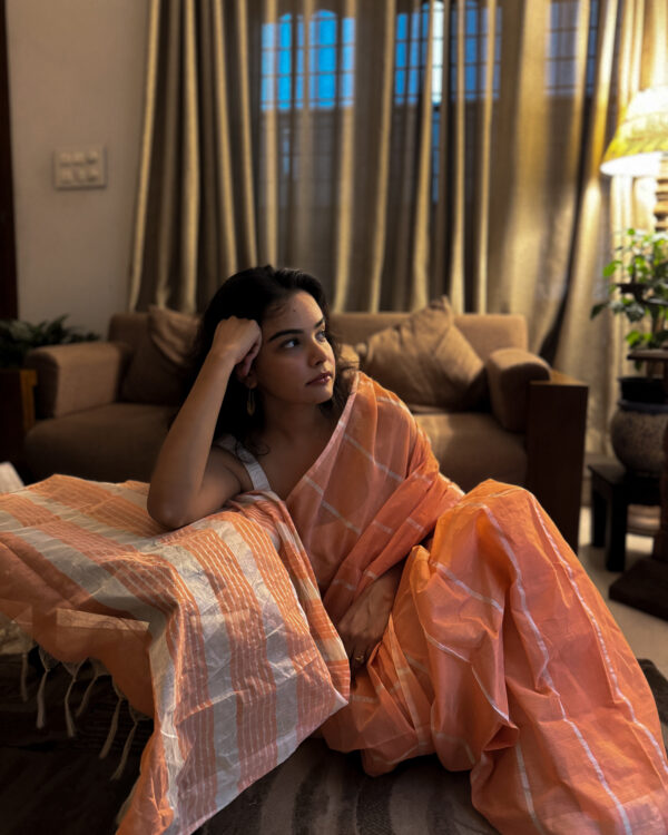 Creamy peach Saree