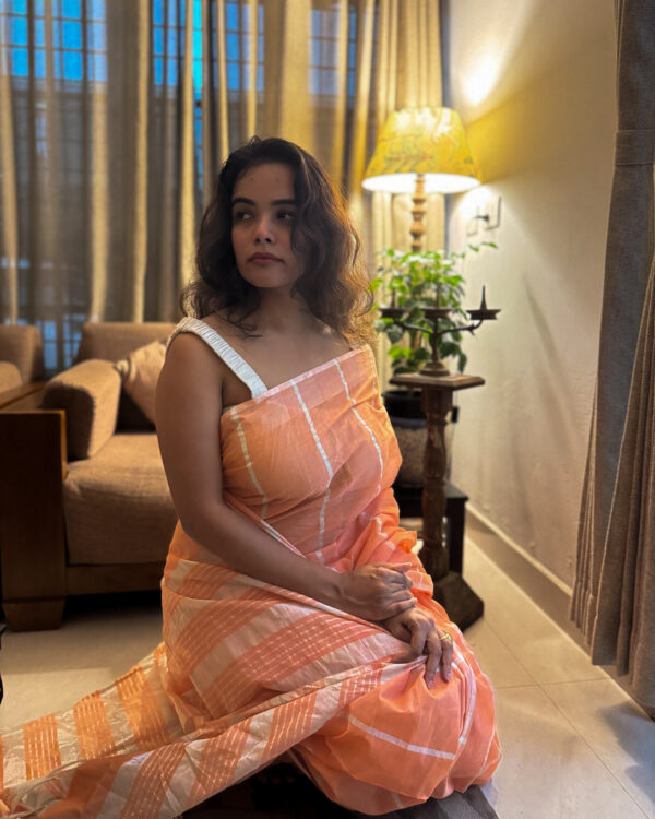 Creamy peach Saree - Image 2