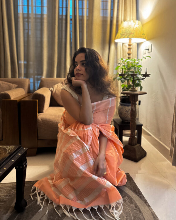 Creamy peach Saree - Image 4