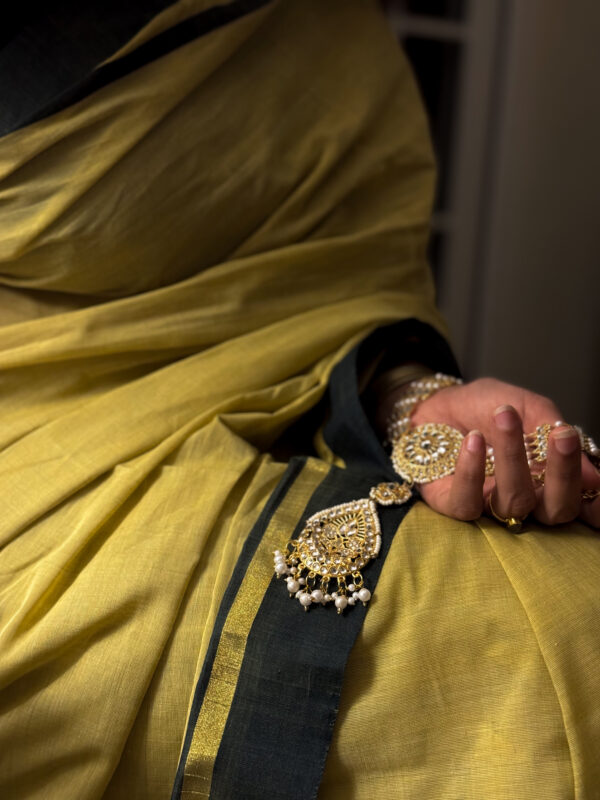 Ochre kasavu saree - Image 2