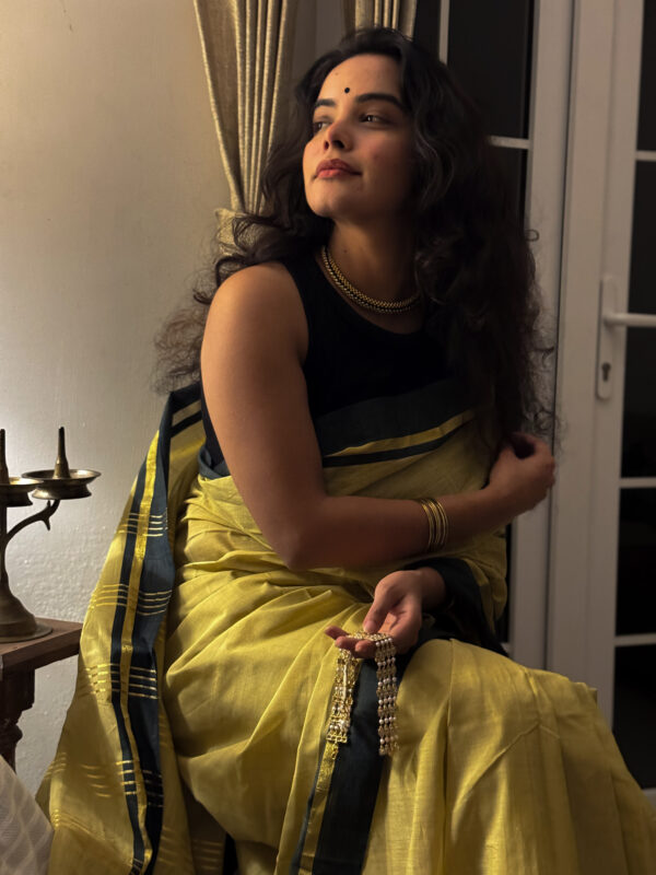 Ochre kasavu saree - Image 7